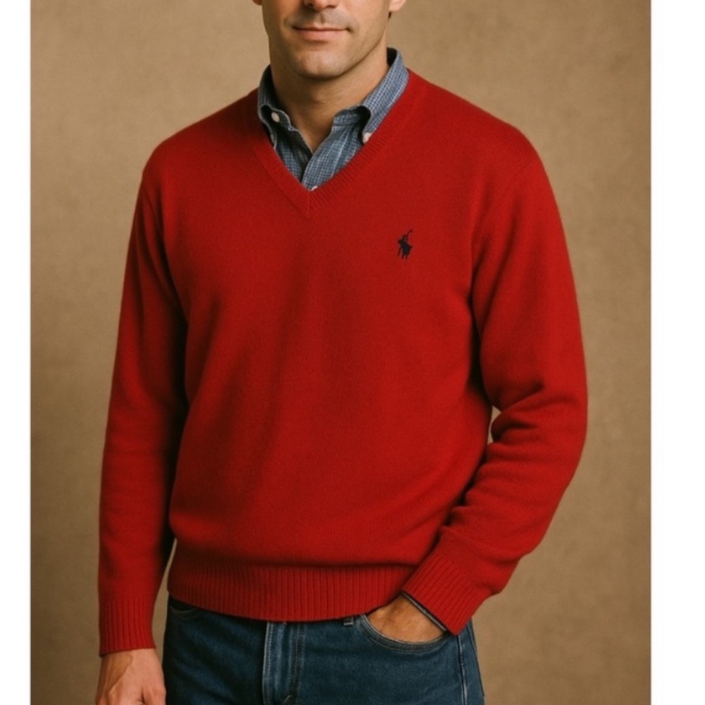 Polo Ralph Lauren V Neck Sweater Pima Cotton size large